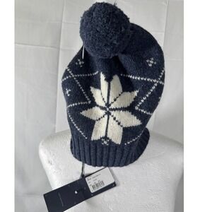 GANT Vintage Fair Isle Hat Eclipse Blue One Size Lambswool Pom‎ Pom#203